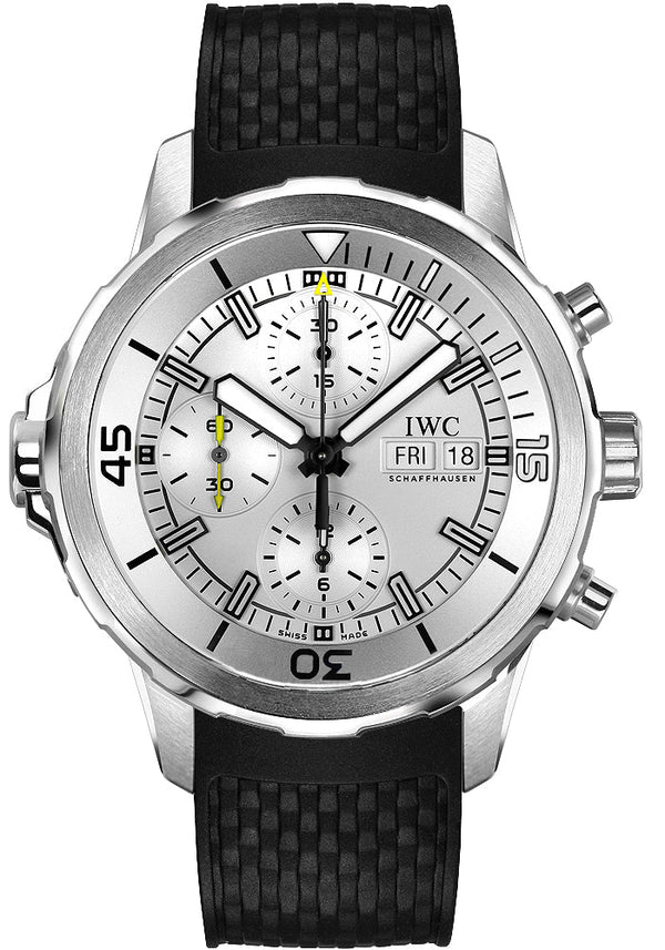 Shop IWC Aquatimer Chronograph White Dial Black Rubber Strap Watch for Men - IW376801 in USA