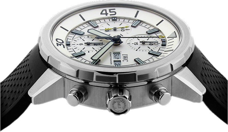 Shop IWC Aquatimer Chronograph White Dial Black Rubber Strap Watch for Men - IW376801 in USA