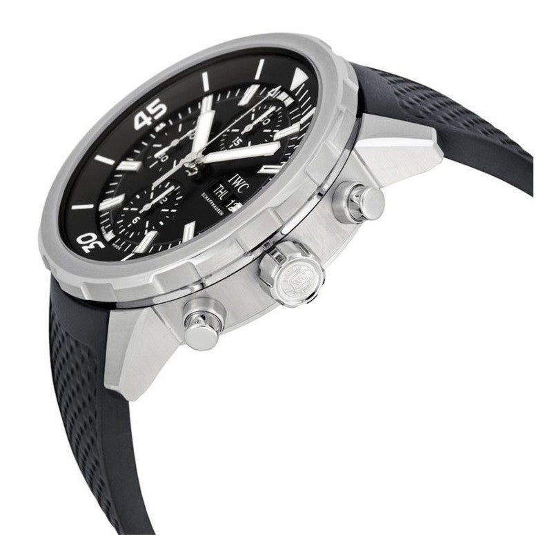 Shop IWC Aquatimer Chronograph Black Dial Black Leather Strap Watch for Men - IW376803 in USA