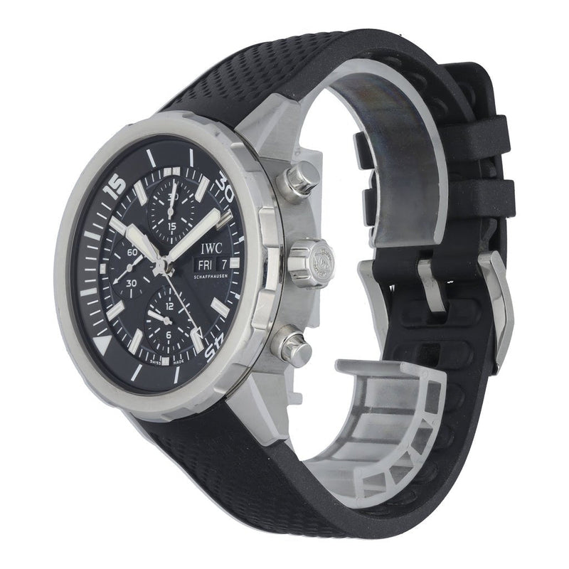 Shop IWC Aquatimer Chronograph Black Dial Black Leather Strap Watch for Men - IW376803 in USA