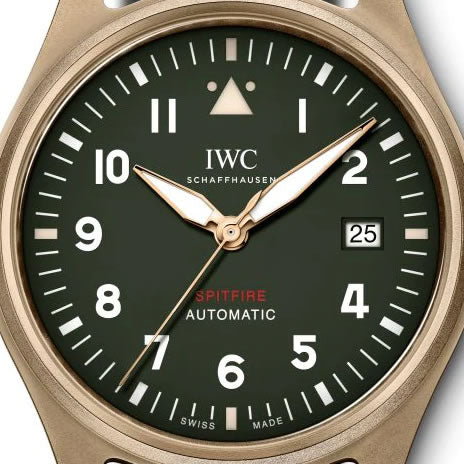 Shop IWC Pilot's Watch Automatic Spitfire Green Dial Brown Leather Strap Watch for Men - IW326802 in USA
