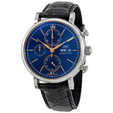 IWC Portofino Chronograph Blue Dial Black Leather Strap Watch for Men - IW391036 Buy Now By IWC