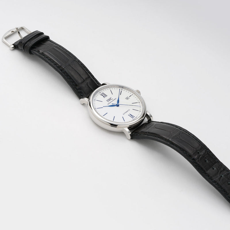Shop IWC Portofino Automatic '150 Years' Edition Automatic White Dial Black Leather Strap Watch for Men - IW356519 in USA
