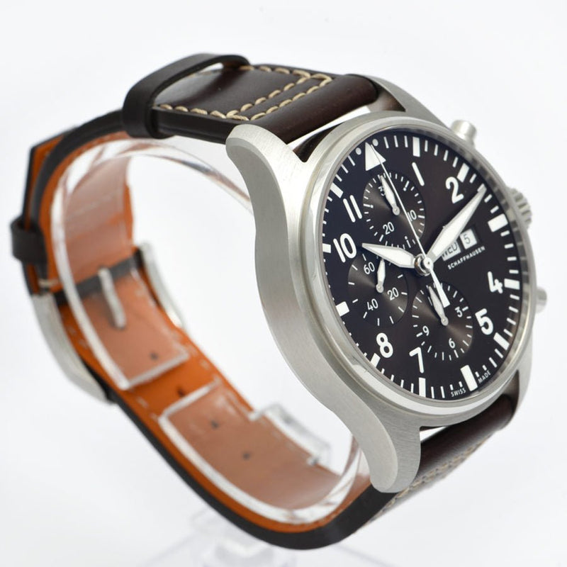 Shop IWC Pilot's Watch Chronograph Edition Brown Dial Brown Leather Strap Watch for Men - IW377713 in USA