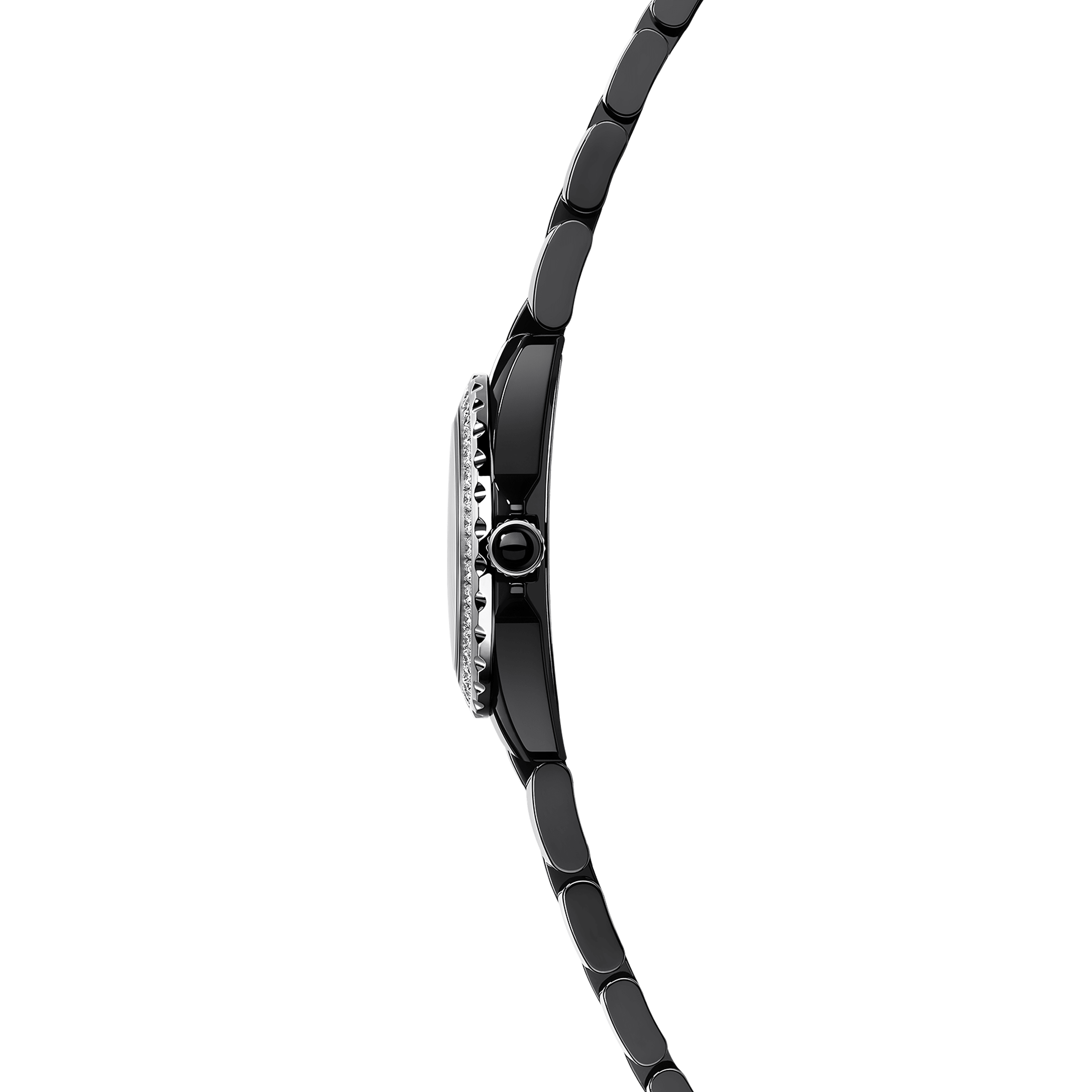 Chanel J12 Diamonds Ceramic Black Dial Black Steel Strap Watch for Women - J12 H2571