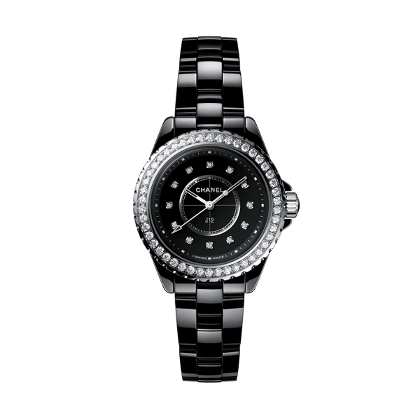 Chanel J12 Quartz Diamond Black Dial Black Steel Strap Watch for Women - J12 H6419
