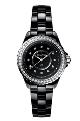 Chanel J12 Diamonds Ceramic Black Dial Black Steel Strap Watch for Women - J12 H3108