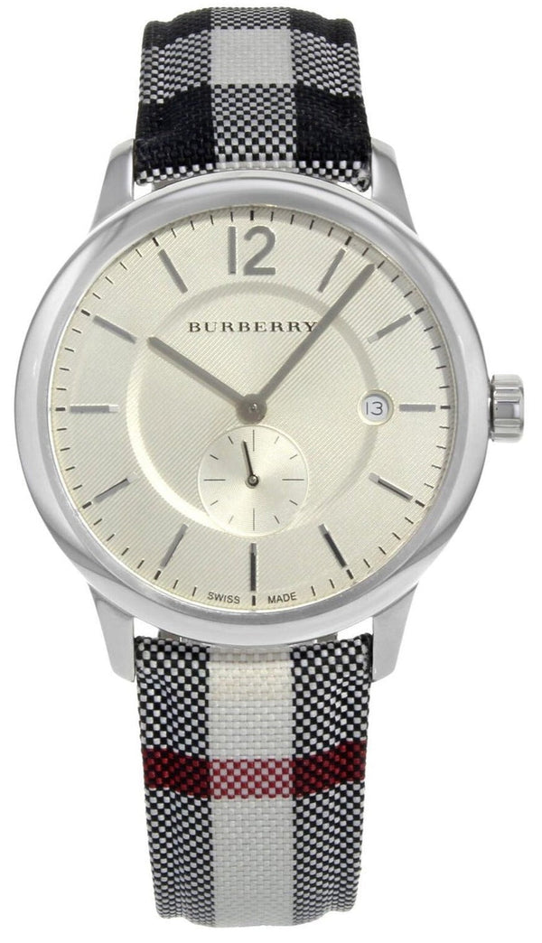 Shop Burberry Classic Stone Silver Dial Horseberry Black Leather Strap Watch for Women - BU10103 in USA