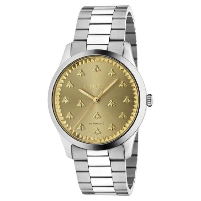 Shop Gucci G Timeless Quartz Gold Dial Silver Steel Strap Watch for Women - YA1265035 in USA