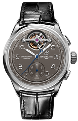 Breitling Premier B21 Chronograph Tourbillion 42 Gaston Breitling Grey Dial Black Leather Strap Watch for Men - JB2120A61B1P1