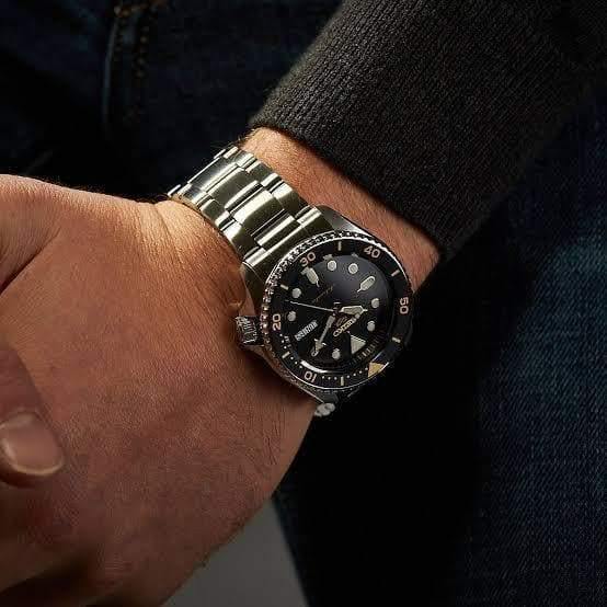 Seiko 5 Sports Automatic Black Dial Silver Steel Strap Watch For Men - SRPD57K1 Buy Now By Seiko