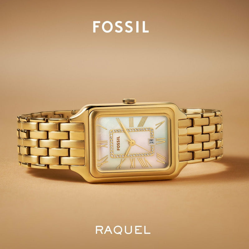 Fossil Raquel Three Hand Mother of Pearl Dial Gold Steel Strap Watch For Women - ES5304
