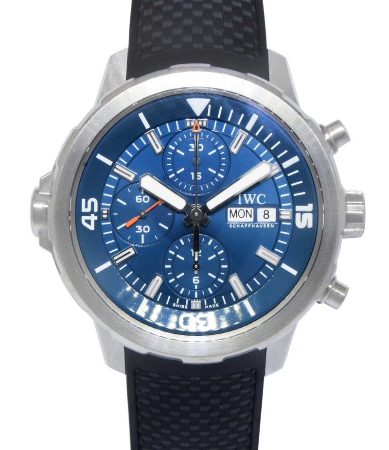 Shop IWC Aquatimer Automatic Chronograph 44mm Blue Dial Black Rubber Strap Watch for Men - IW376805 in USA