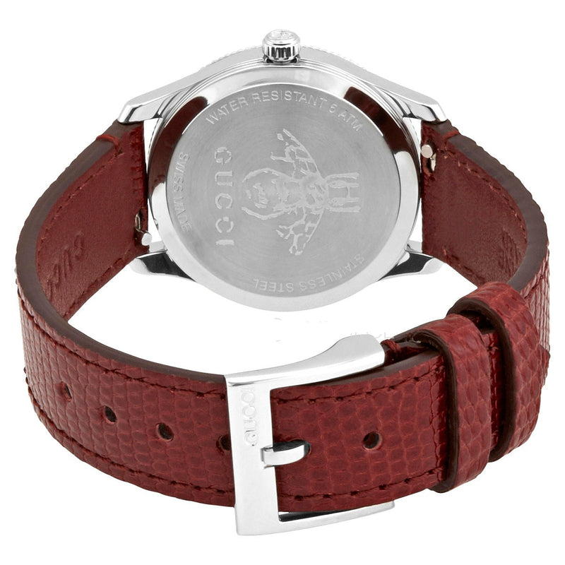 Shop Gucci G Timeless Quartz Diamonds Pink Dial Red Leather Strap Watch For Women - YA1265017 in USA