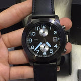 Marc Jacobs Larry Chronograph Black Dial Black Leather Strap Watch for Men - MBM5054 Buy Now By Marc Jacobs