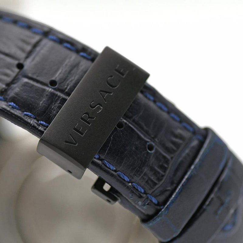 Versace V Race Chronograph Quartz Blue Dial Blue Leather Strap Watch For Men - VEBV00419 Buy Now By Versace