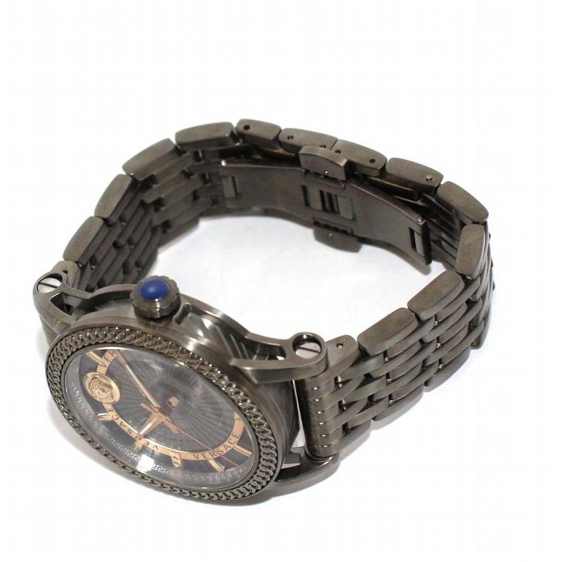 Versace Viamond Quartz Black Dial Grey Steel Strap Watch For Men - VEPO00520 Buy Now By Versace