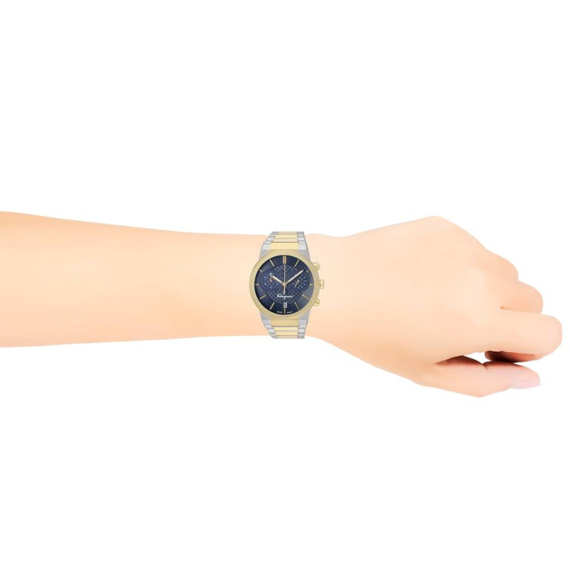 Salvatore Ferragamo Sapphire Chrono Blue Dial Two Tone Steel Strap Watch for Men - SFME00521 Buy Now By Salvatore Ferragamo
