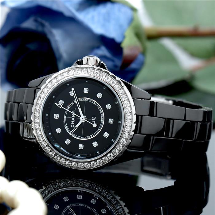 Chanel J12 Quartz Diamond Black Dial Black Steel Strap Watch for Women - J12 H6419