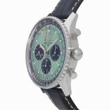 Shop Breitling Navitimer B01 Chronograph 43 Green Dial Black Leather Strap Watch for Men - AB0138241L1P1 in USA