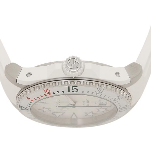 Shop Gucci Dive Quartz White Dial White Rubber Strap Watch For Men - YA136337 in USA
