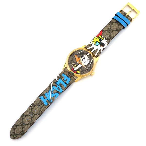 Gucci G Timeless Disney Donald Duck Brown Dial Brown Leather Strap Watch For Women - YA1264167 Buy Now By Gucci