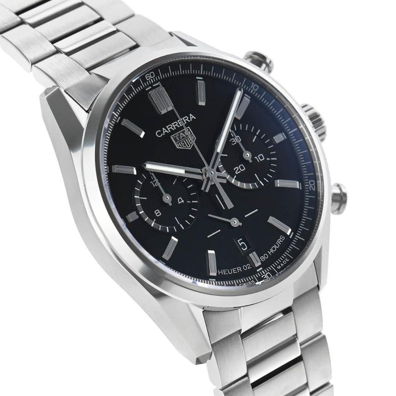 Tag Heuer Carrera Chronograph Black Dial Silver Steel Strap Watch for Men - CBN2010.BA0642 Buy Now By Tag Heuer