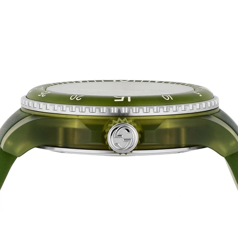 Shop Gucci Dive Automatic Green Dial Green Rubber Strap Unisex Watch - YA136345 in USA