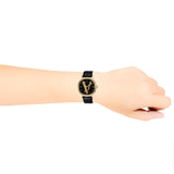 Versace Virtus Quartz Black Dial Black Leather Strap Watch for Women - VEHC00119