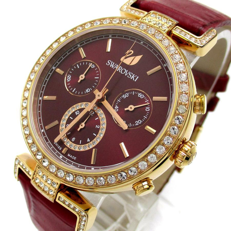 Swarovski Era Journey Red Dial Red Leather Strap Watch for Women - 5416701