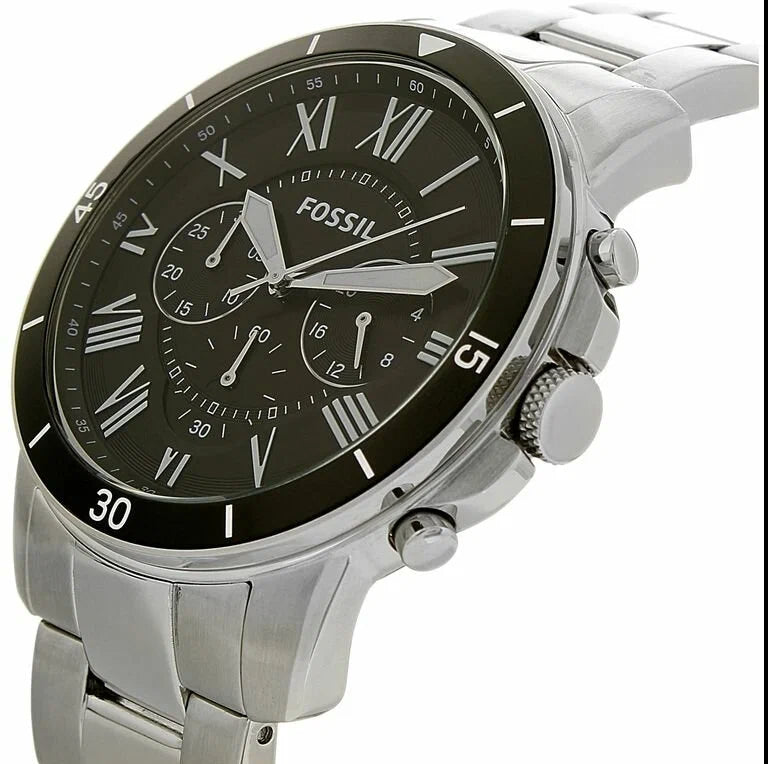 Fossil Grant Sport Chronograph Black Dial Silver Steel Strap Watch for Men - FS5236 Buy Now By Fossil