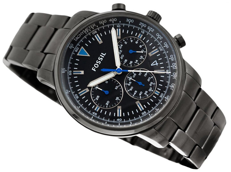Fossil Goodwin Chrono Analog Black Dial Grey Steel Strap Watch for Men - FS5518 Buy Now By Fossil