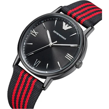 Shop Emporio Armani Kappa Black Dial Two Tone NATO Strap Watch For Men - AR11015 in USA