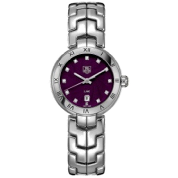 Shop Tag Heuer Link Diamonds Purple Dial Silver Steel Strap Watch for Women - WAT1418.BA0954 in USA