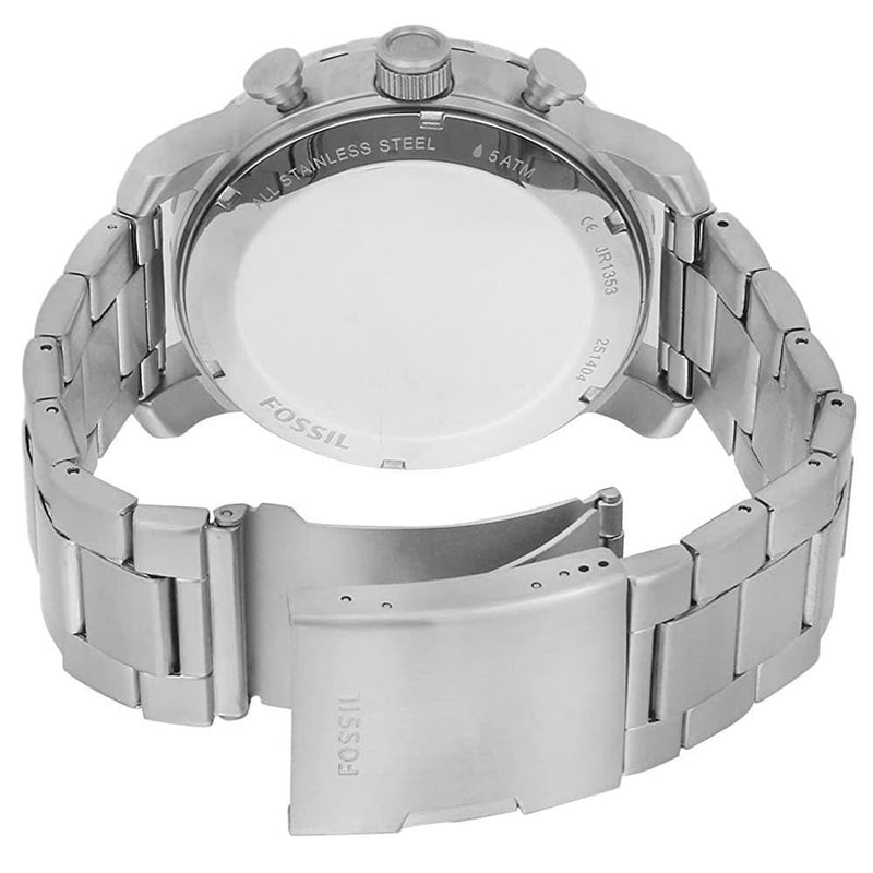Fossil Nate Chronograph Black Dial Silver Steel Strap Watch for Men - JR1353 Buy Now By Fossil