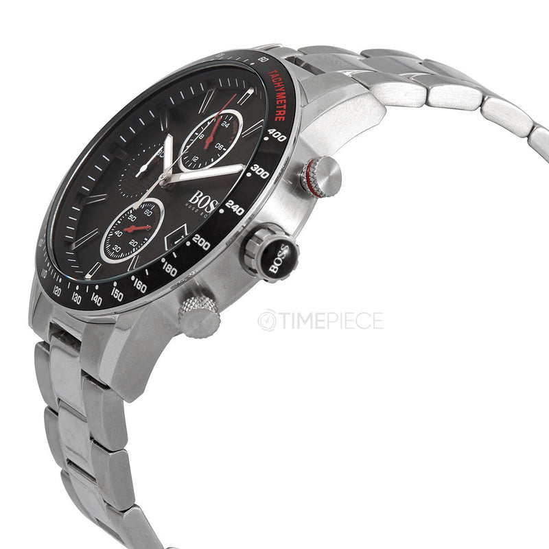 Shop Hugo Boss Rafale Chronograph Black Dial Silver Steel Strap Watch for Men - 1513509 in USA