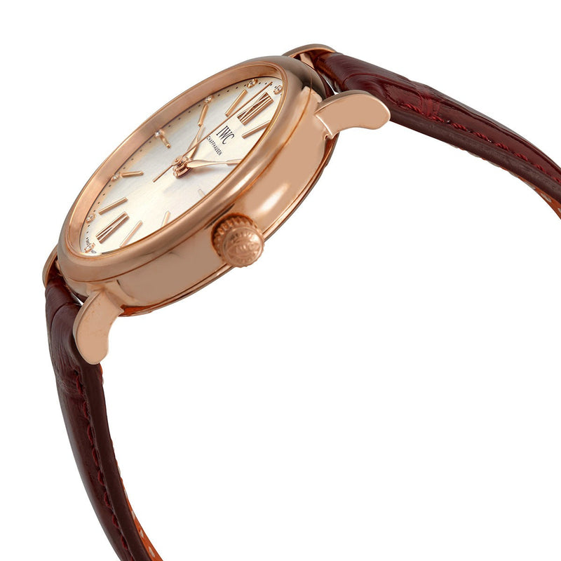 Shop IWC Portofino Automatic Silver Dial Red Leather Strap Watch for Women - IW357401 in USA