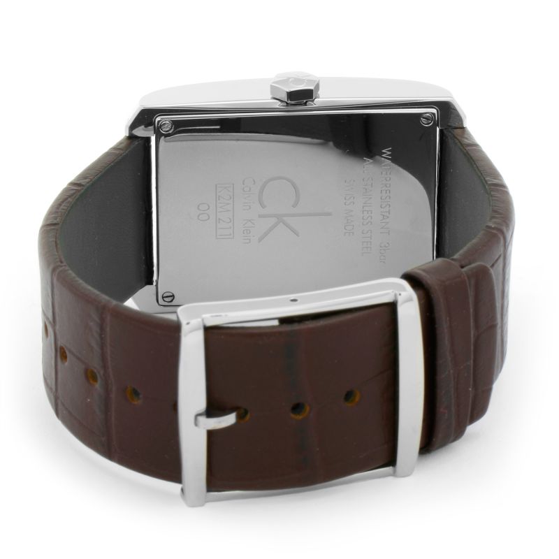 Shop Calvin Klein Window Silver Dial Brown Leather Strap Watch for Men - K2M21126 in USA