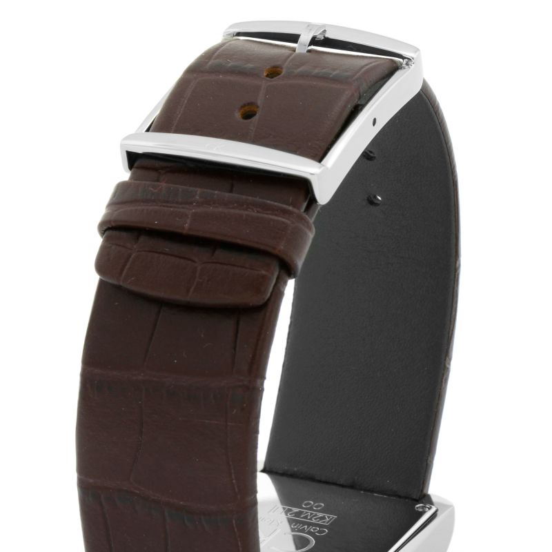 Shop Calvin Klein Window Silver Dial Brown Leather Strap Watch for Men - K2M21126 in USA