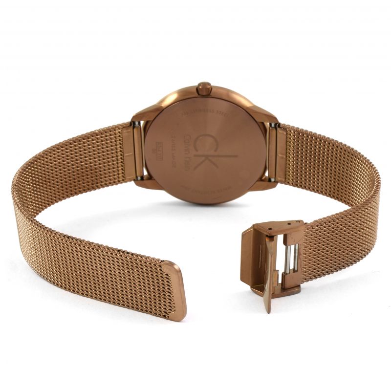Calvin Klein Minimal Quartz Pink Gold Dial Pink Gold Mesh Bracelet Watch for Men - K3M11TFK Buy Now By Calvin Klein