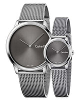 Calvin Klein Minimal Grey Dial Silver Mesh Bracelet Watch for Men - K3M211Y3
