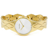 Calvin Klein Snake Silver Dial Yellow Gold Steel Strap Watch For Women - K6E23546