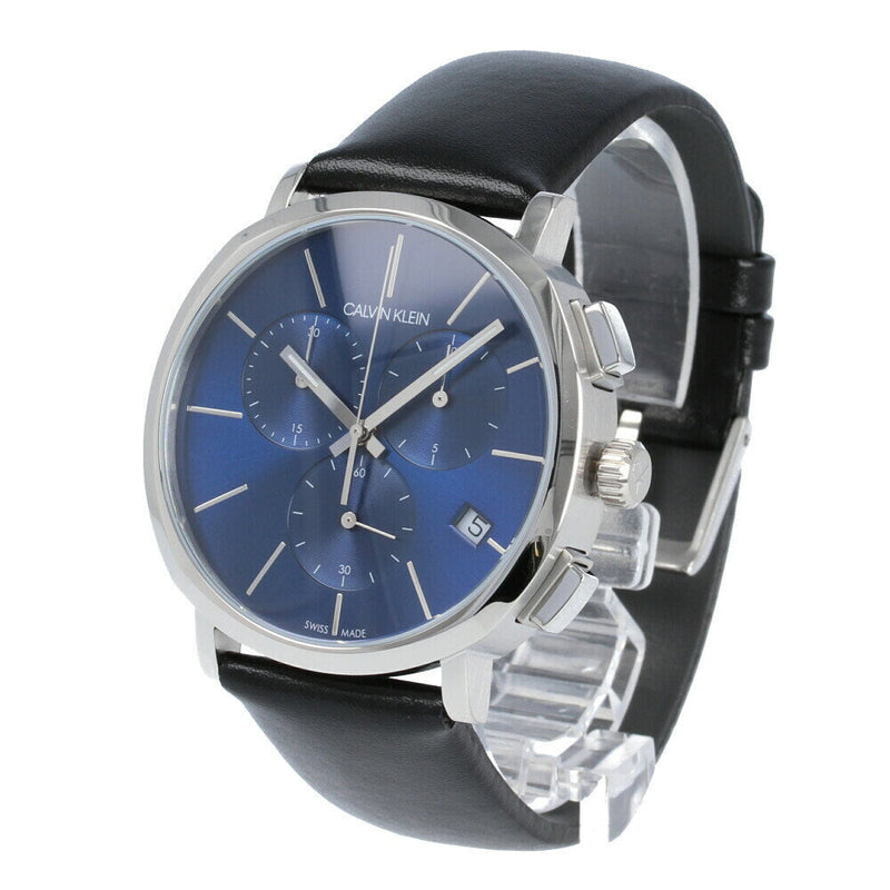Calvin Klein Chronograph Blue Dial Black Leather Strap Watch for Men - K8Q371CN Buy Now By Calvin Klein