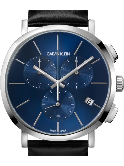 Calvin Klein Chronograph Blue Dial Black Leather Strap Watch for Men - K8Q371CN Buy Now By Calvin Klein