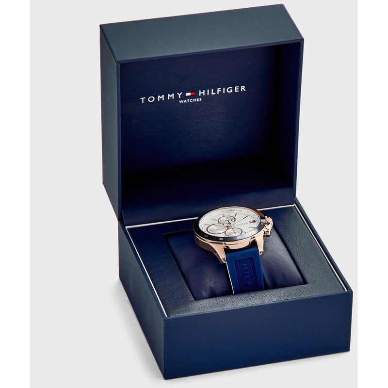 Tommy Hilfiger Bank Multifunction Quartz White Dial Blue Rubber Strap Watch for Men - 1791778 Buy Now By Tommy Hilfiger