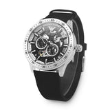 Emporio Armani Renato Chronograph Automatic Black Dial Black Leather Strap Watch For Men - AR60051 Buy Now By Emporio Armani