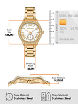 Michael Kors Sage Three-Hand Mother of Pearl White Dial Gold Steel Strap Watch for Women - MK4805 Buy Now By Michael Kors