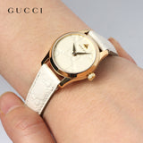 Shop Gucci G Timeless Quartz White Dial White Leather Strap Watch For Women - YA126580A in USA