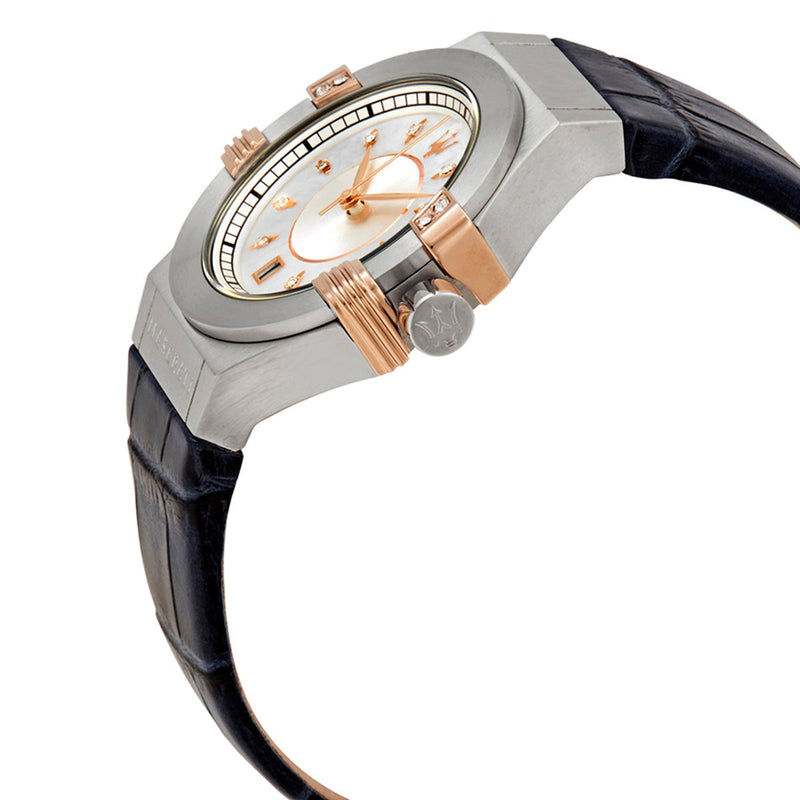 Maserati Potenza Diamonds Silver Dial Blue Leather Strap Watch For Women - R8851108502 Buy Now By Maserati