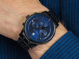 Tommy Hilfiger Kyle Quartz Blue Dial Black Steel Strap Watch for Men - 1791633 Buy Now By Tommy Hilfiger
